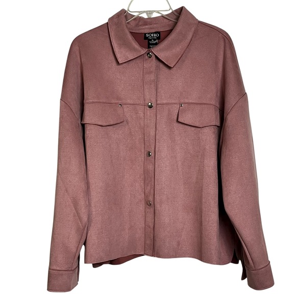 SOHO Apparel Ltd Mauve Pink Faux Suede Shacket Shirt Jacket XL (3041) - Picture 1 of 8